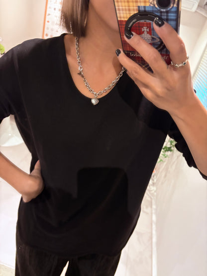 Round neck cotton tee #00012