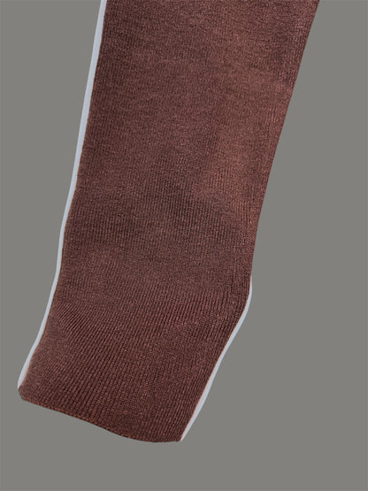 Stand collar side white wool top #00046