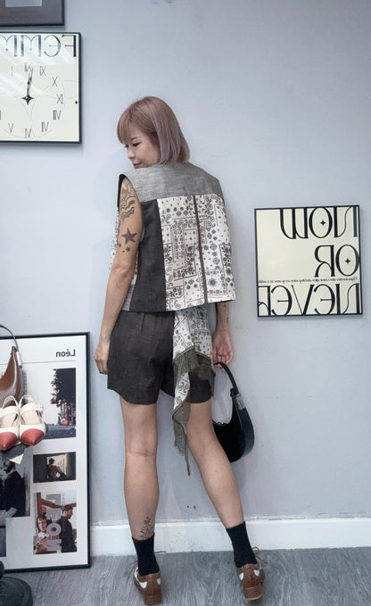 (-20%)Paisley pattern shorts set #00827