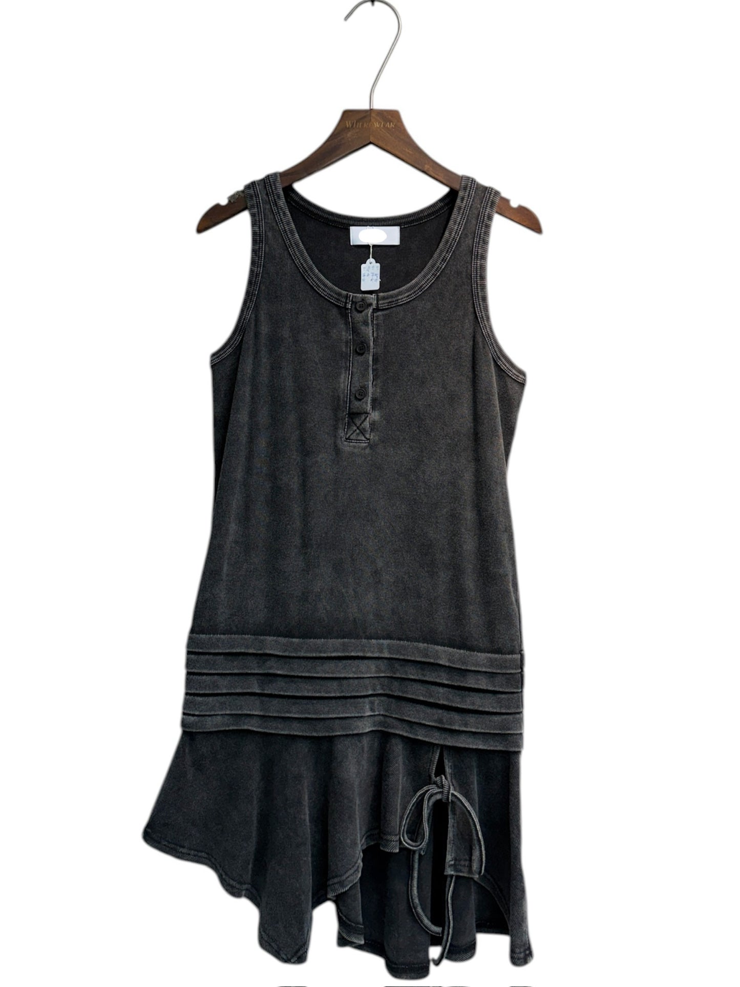 Washing rib long tank top #00502