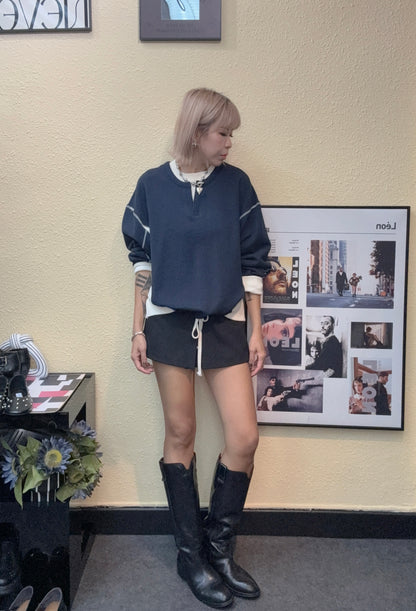 Double collar loose Sweatshirt #00975