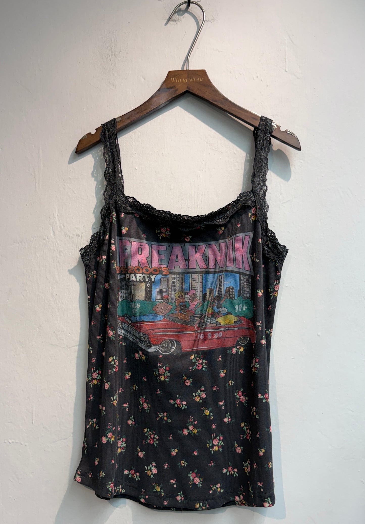 Floral printed lace cami #00678