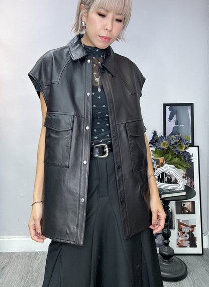 Lambskin loose vest