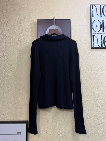 Rib loose polo top #01012