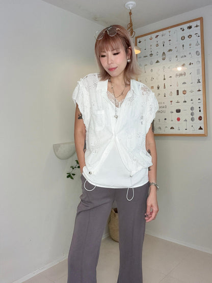 (Promotion -20%)Full lace short shirt #00669