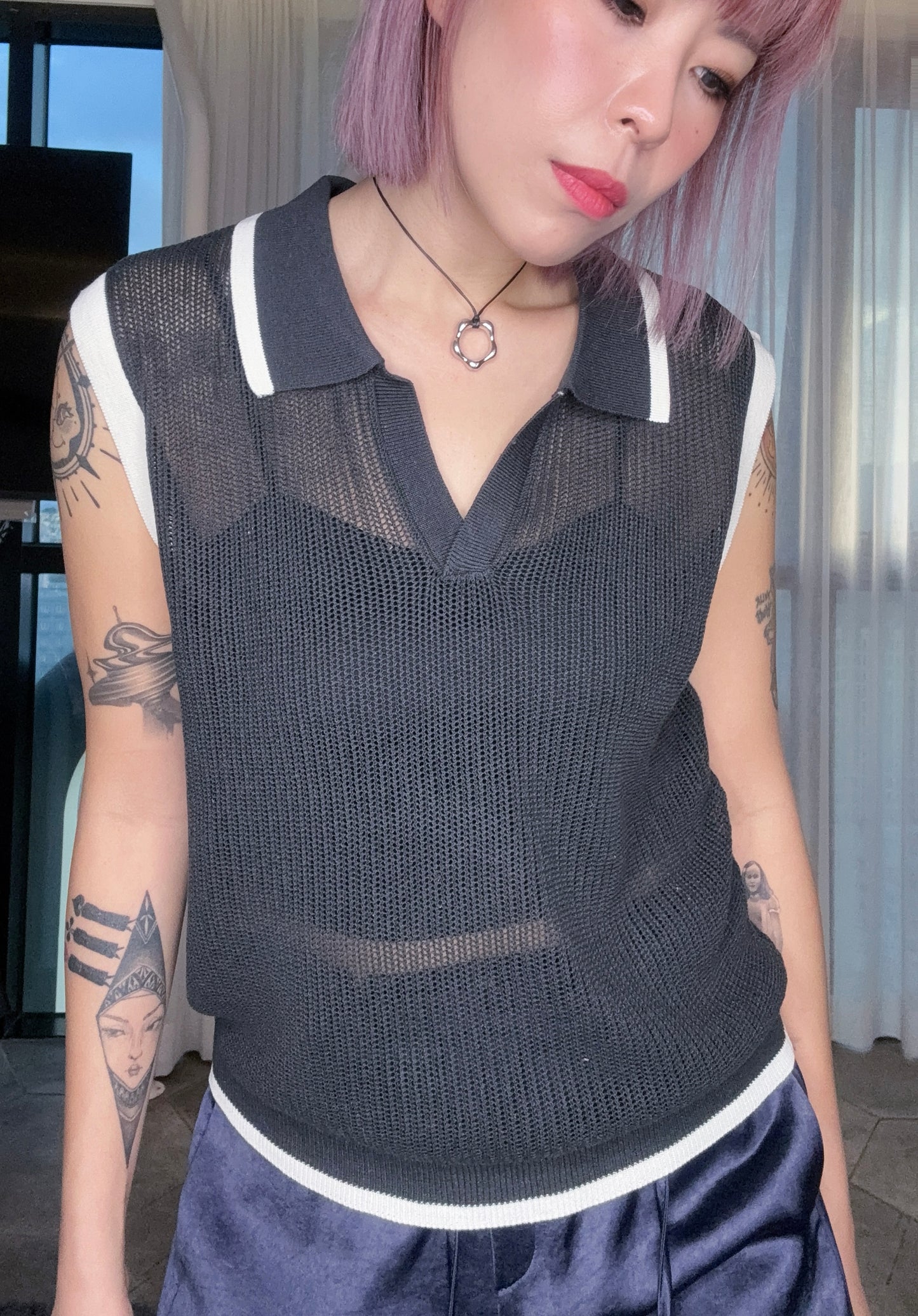 Polo sleeveless knitted #00797