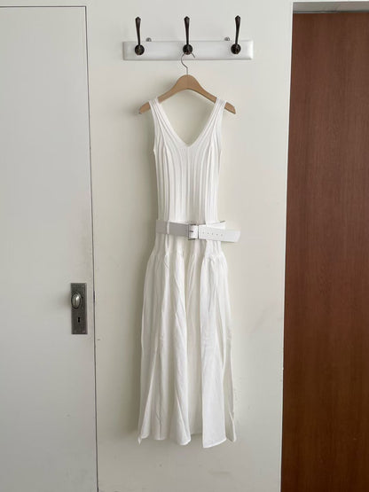 with belt knitted dress