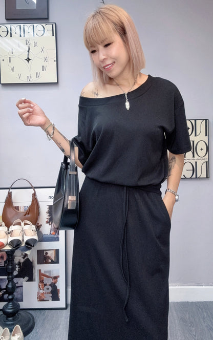 (-30%)Big collar/One shoulder one piece