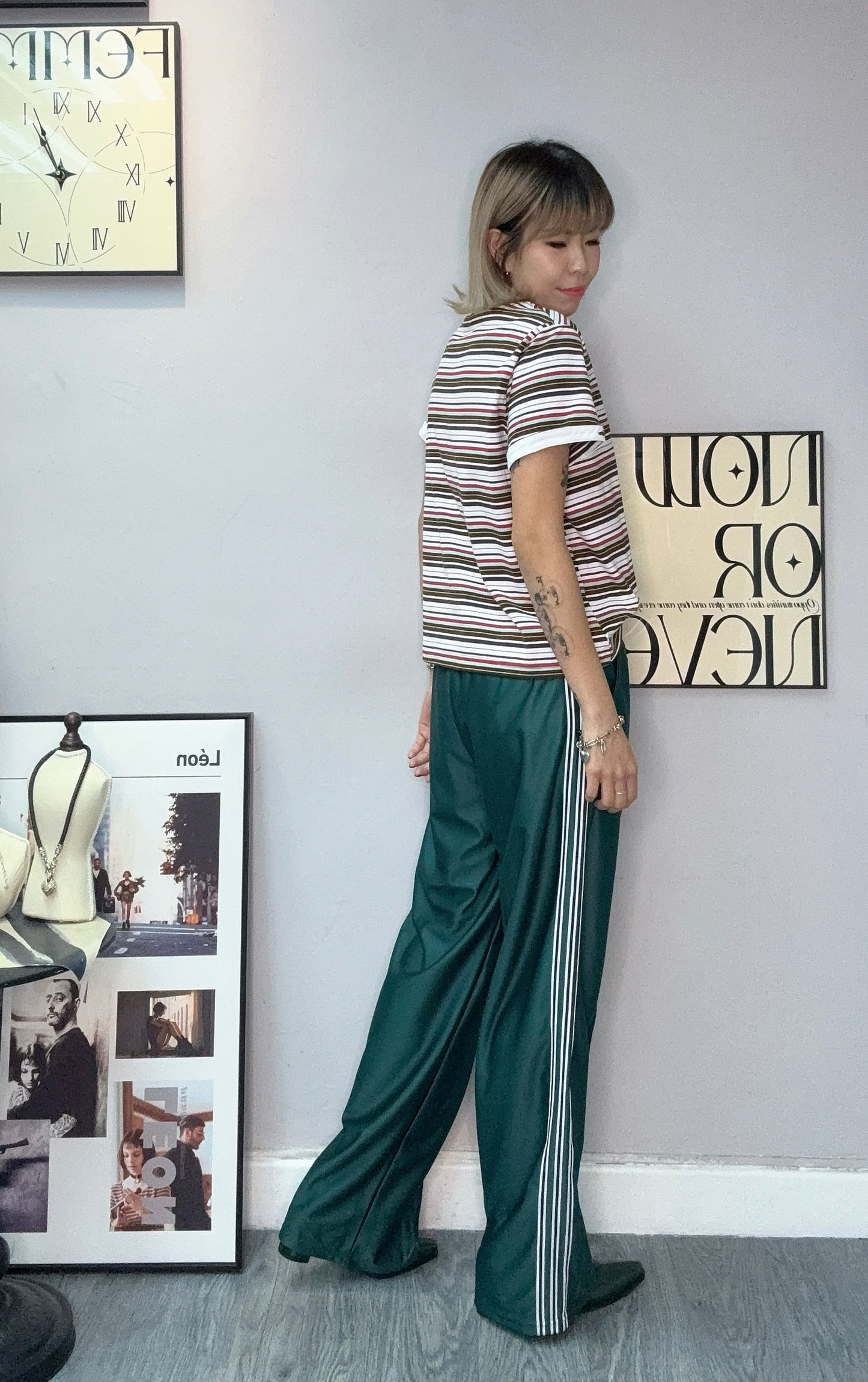 Logo sleeves stripe tee #00505