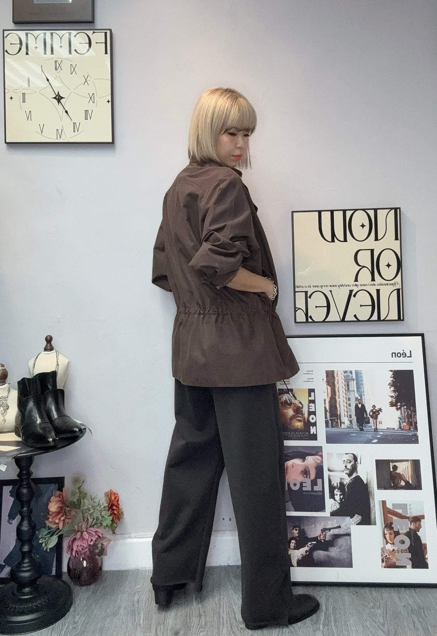 Fake two piece tunic zip jacket