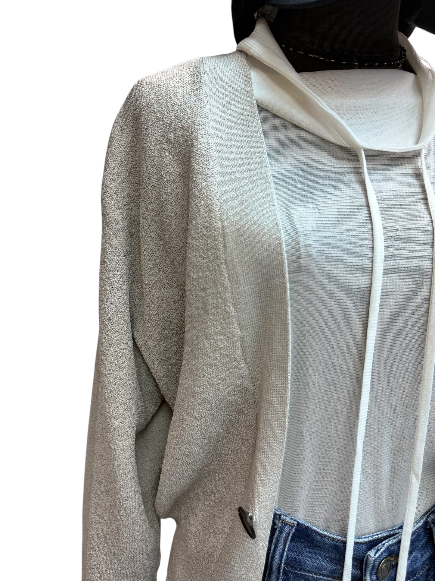 Deep v neck mix knit cardigan