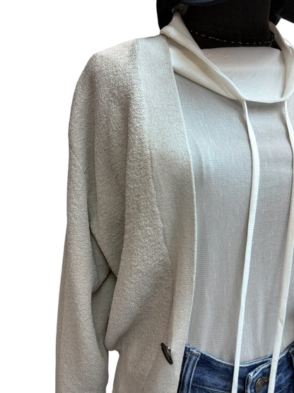 Deep v neck mix knit cardigan
