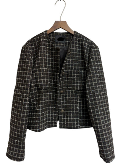 Grid tweed jacket