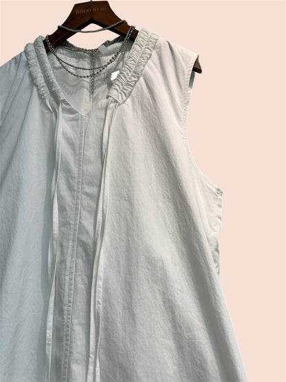 V ruffle neck two tone vest one piece #00480