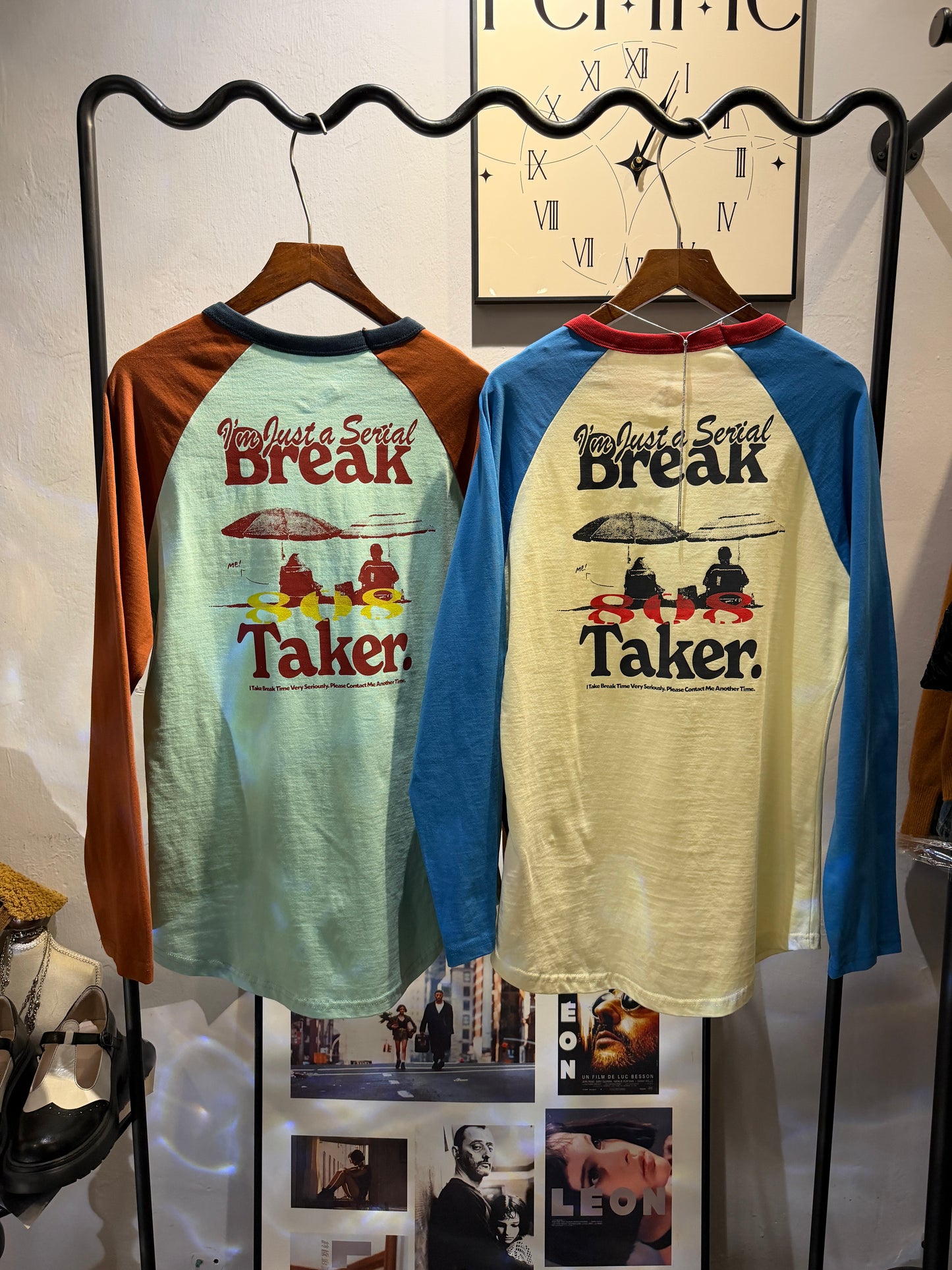(-50%)back printed horn sleeves tee