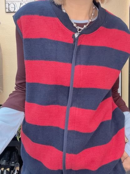 Striped blush cloth vest outer #01000
