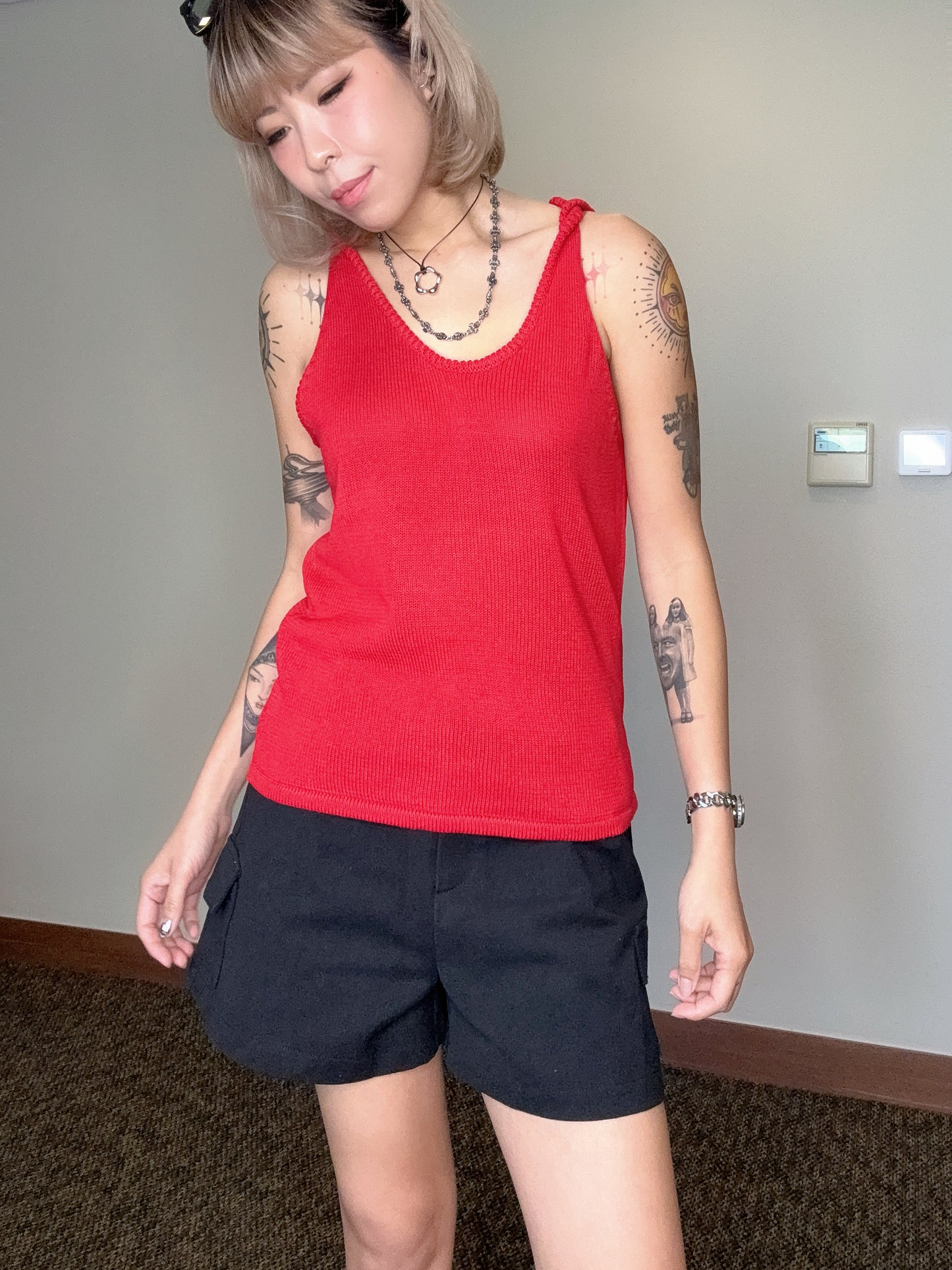 Knots shoulder knit tank top #00529