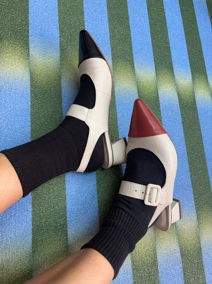 Two tone slingbacks