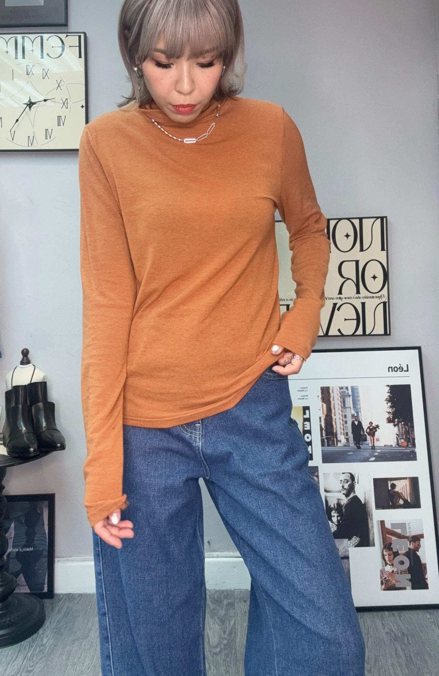 turtleneck plain base tee #00020