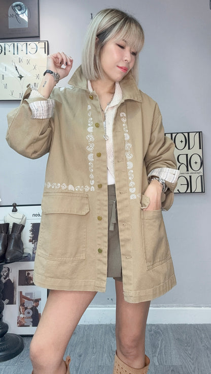 Shirt collar patchwork sleeves jacket #00334