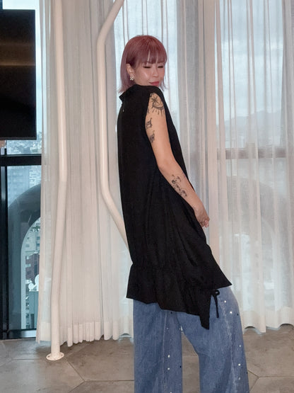 Deep V sleeveless outer #00813