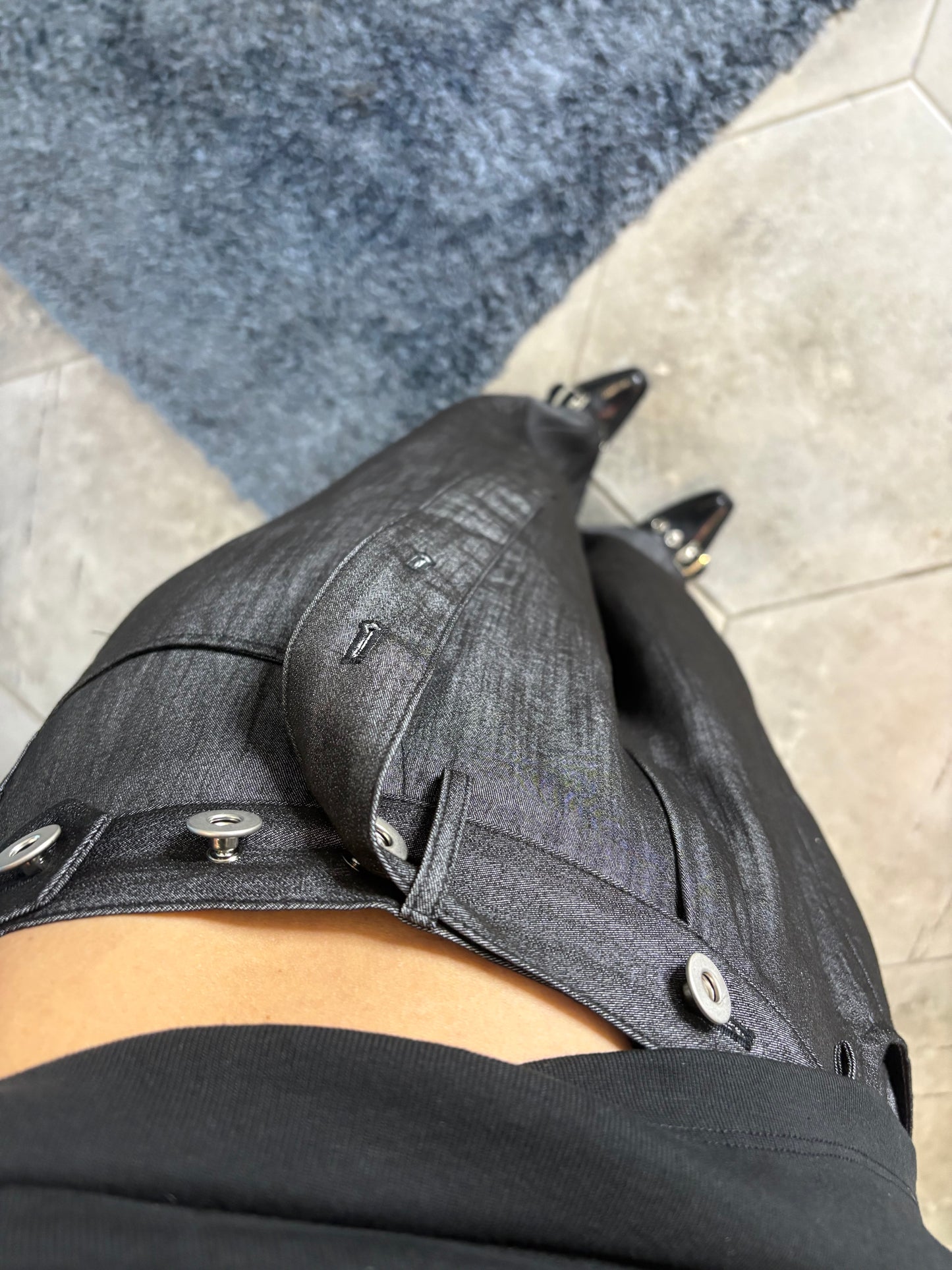 With half belt pants #00810