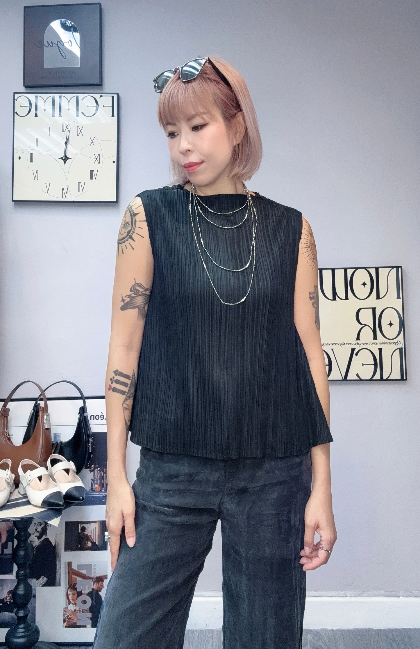Rib sleeveless top #00831