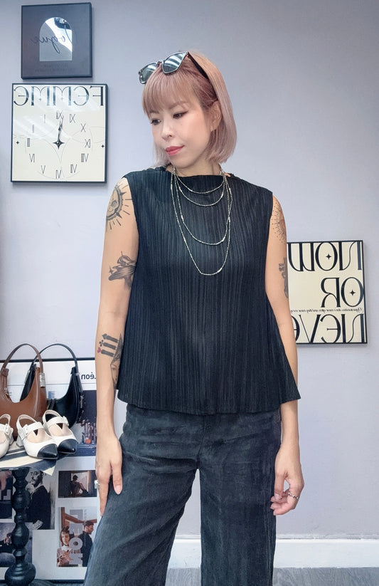 Rib sleeveless top(two way) #00831