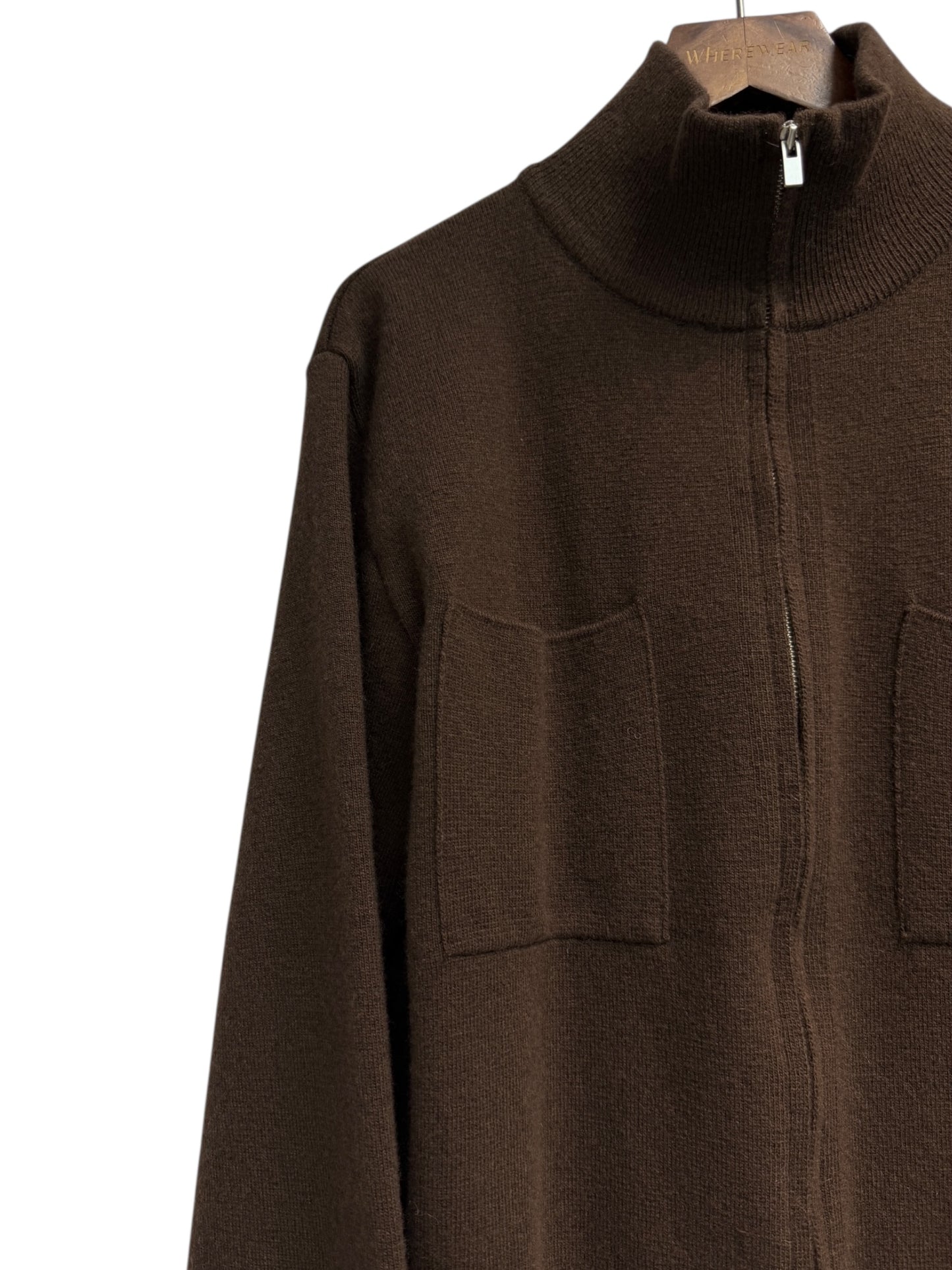 Cashmere X fine wool stand collar zip jacket #00128