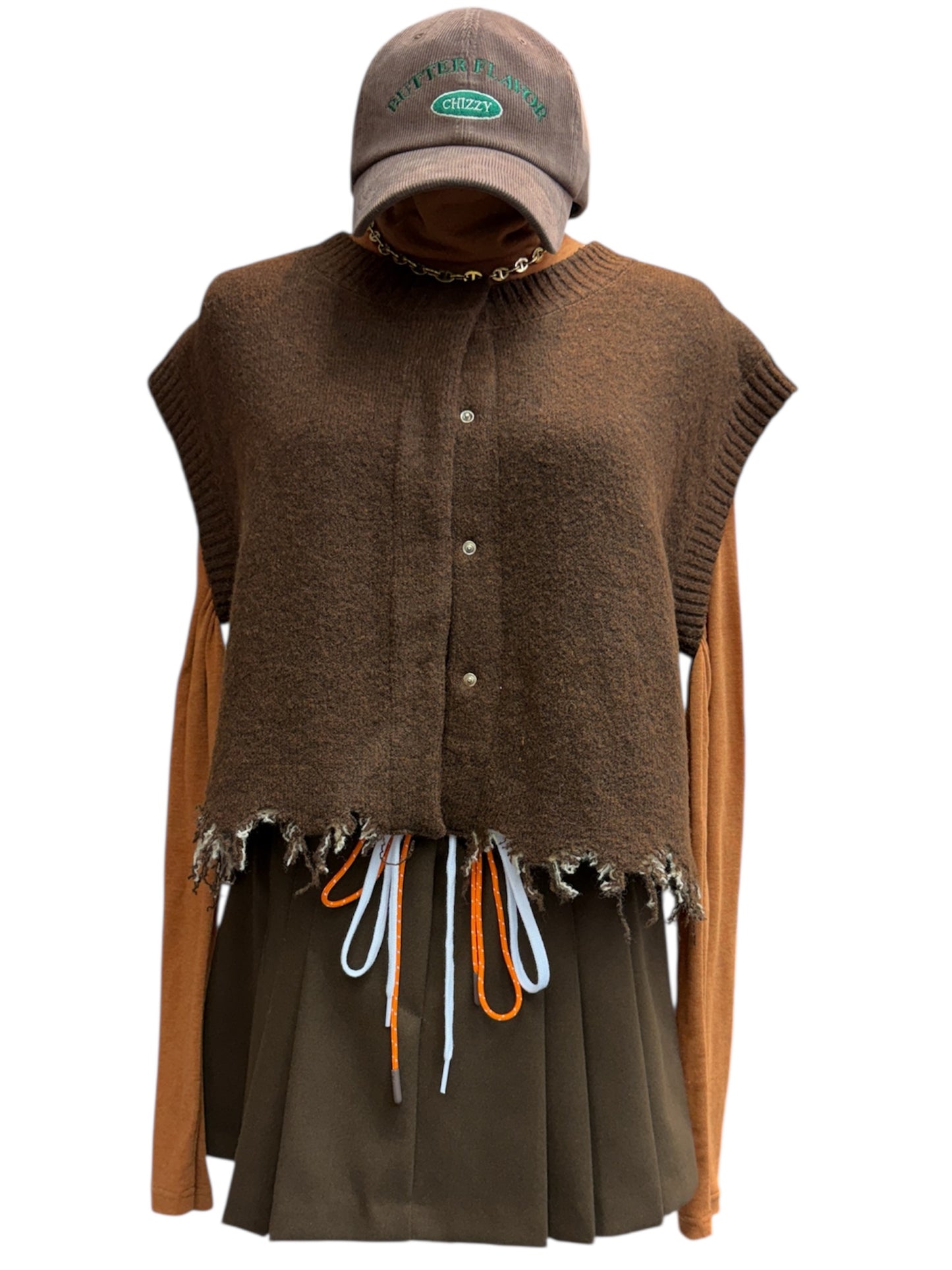 Plain front knit vest cardigan #00056