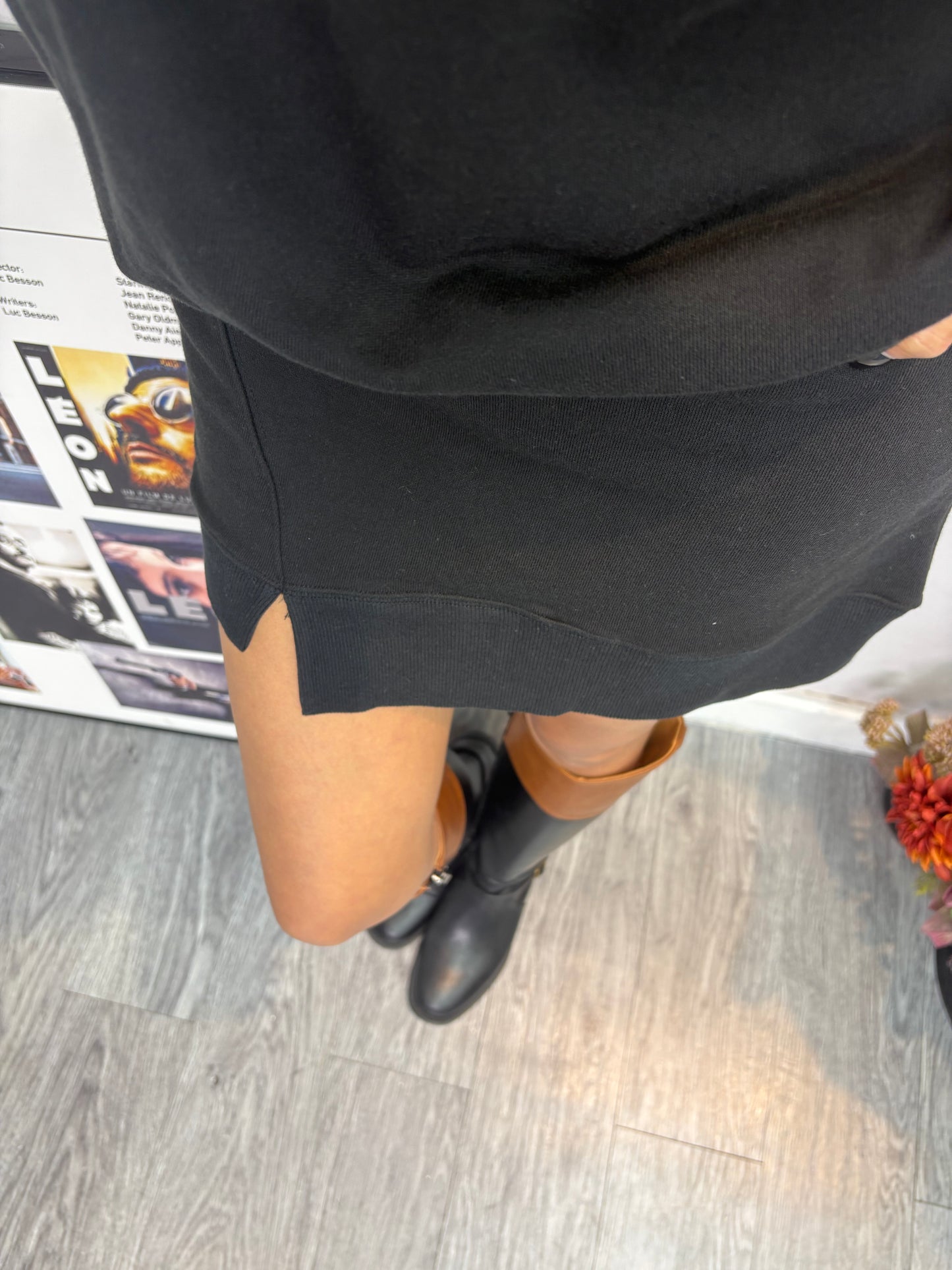 Puff sleeves sweater one piece