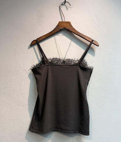 Front lace rib cami #00745