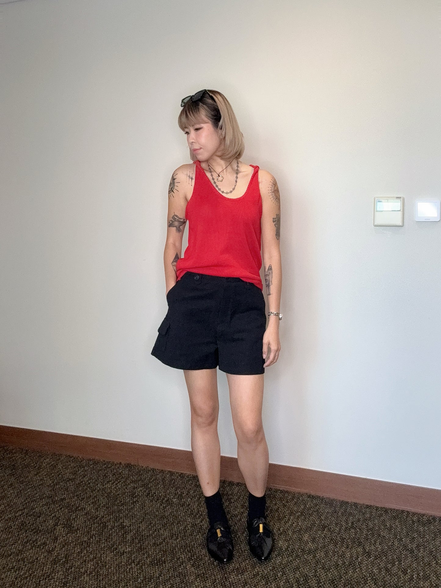 Knots shoulder knit tank top #00529