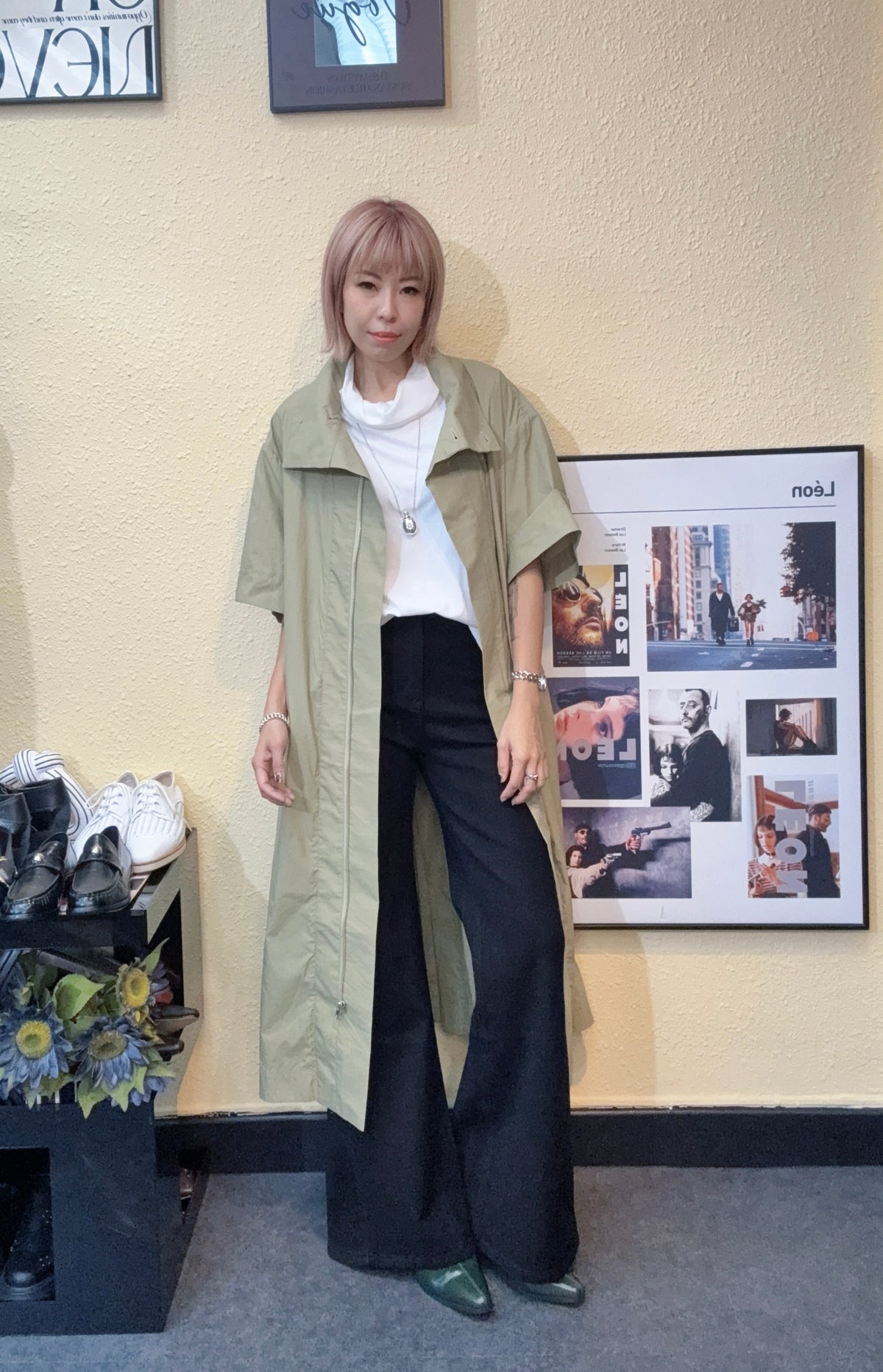 Stand collar loose long outer #00926