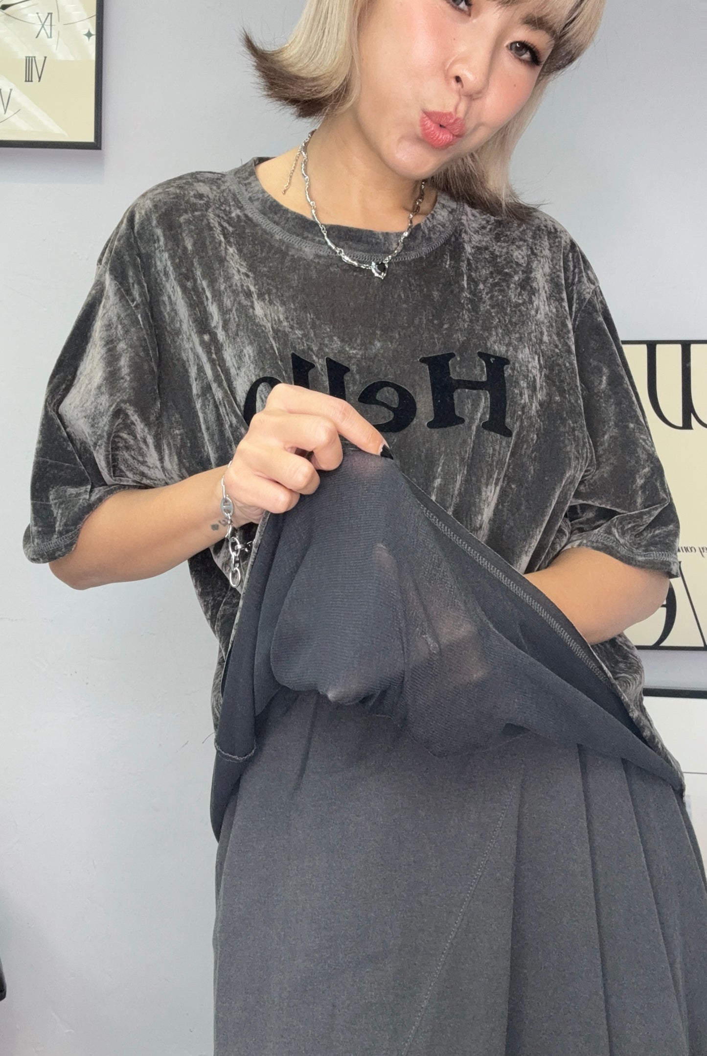 Thin Velvet short sleeves tee #00023