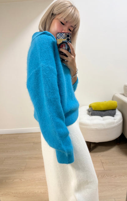 Polo v neck wool top #00145