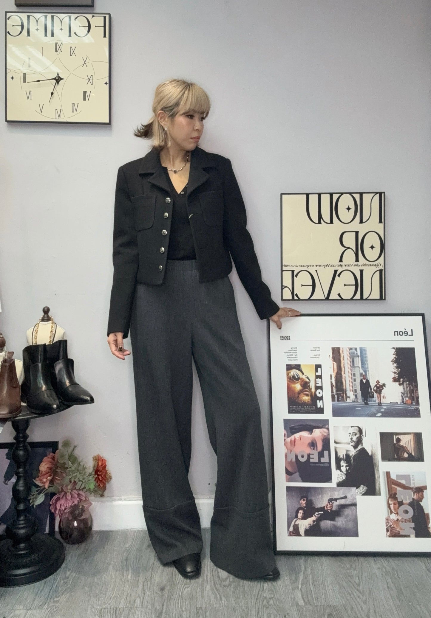 (-30% off)silver button tweed short jacket #00029