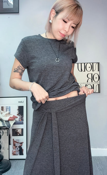 Front tie spandex skirt #00699