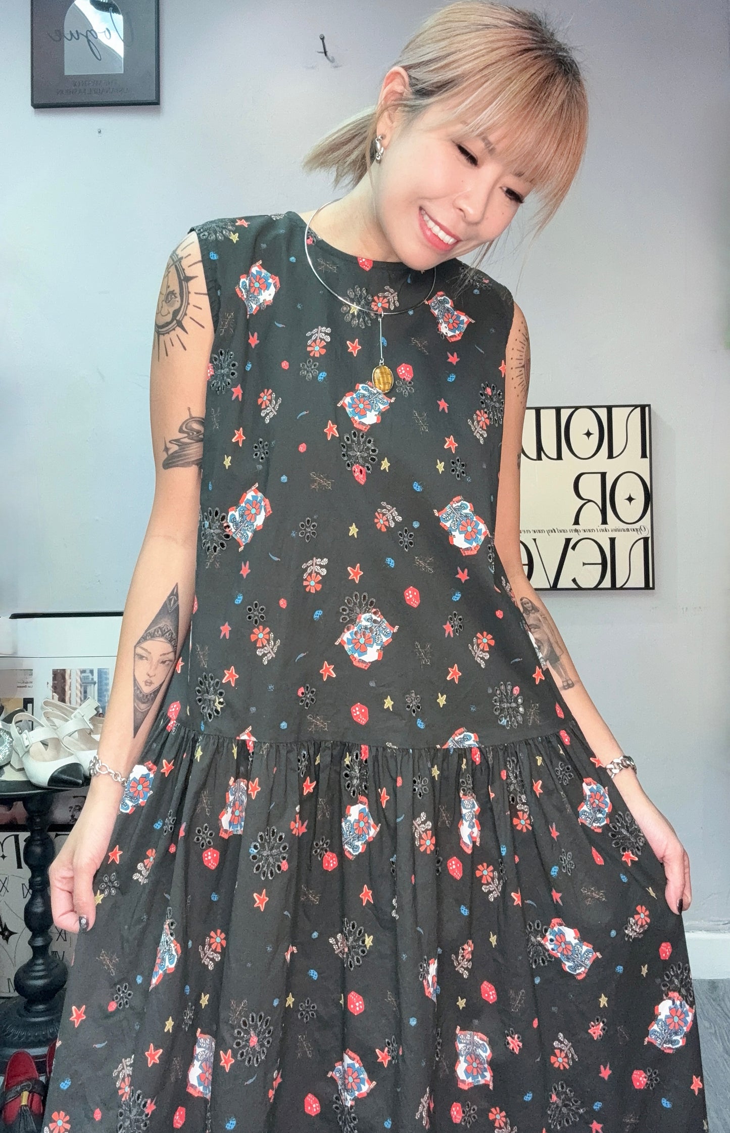 Embroidery dice pattern one piece #00655