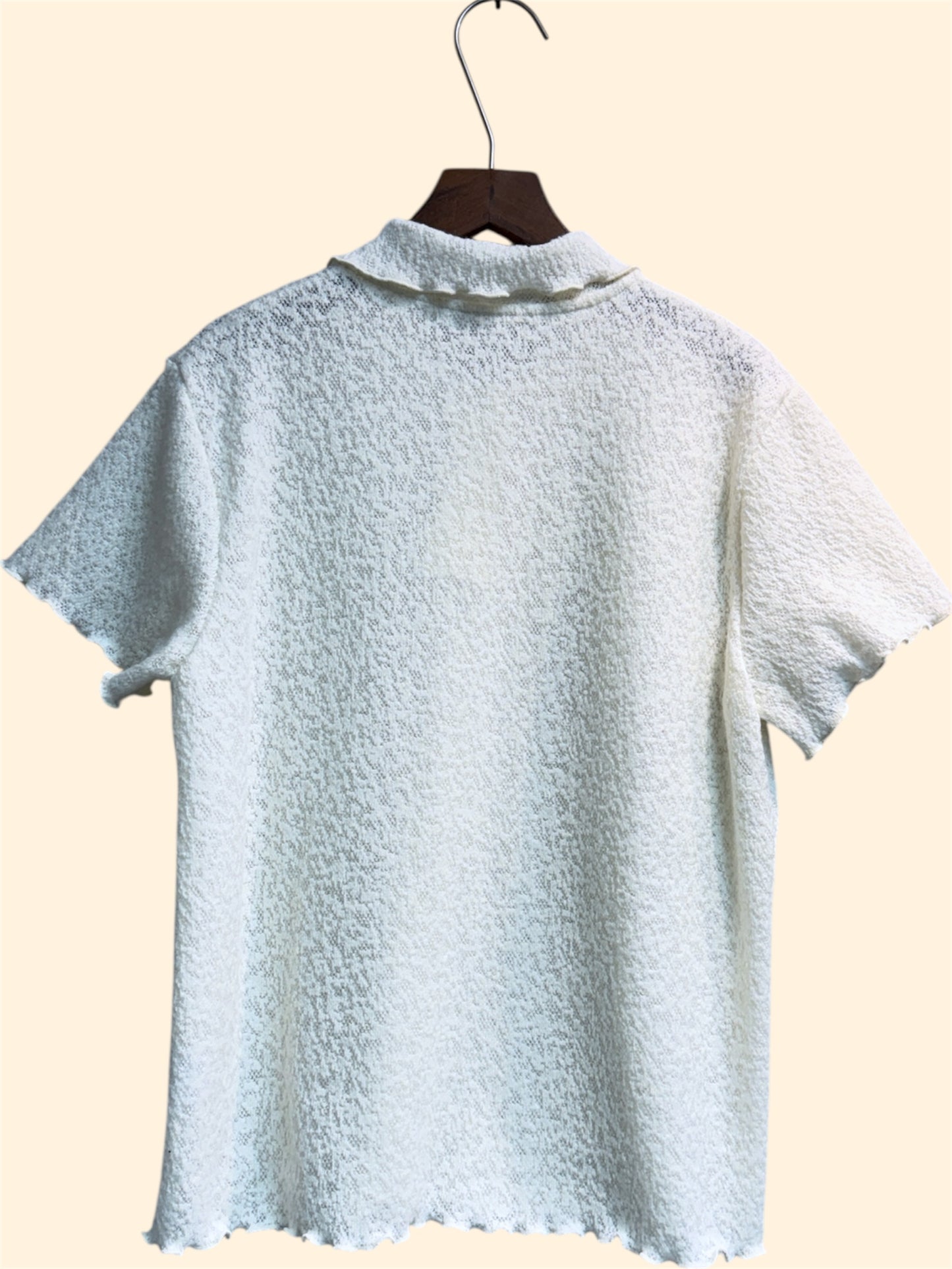 Gold buttons full lace polo top #00198