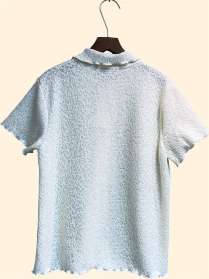 Gold buttons full lace polo top #00198