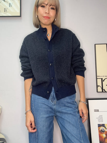 Stand collar short knit cardigan #00044