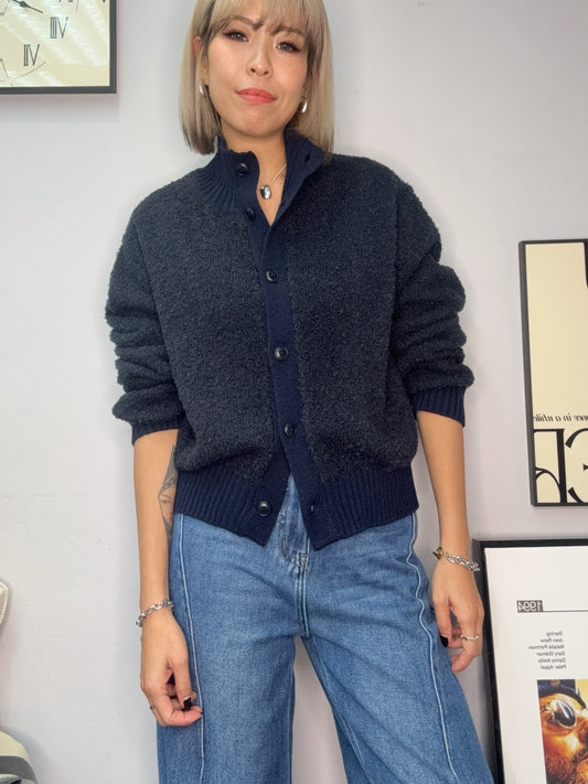 Stand collar short knit cardigan #00044