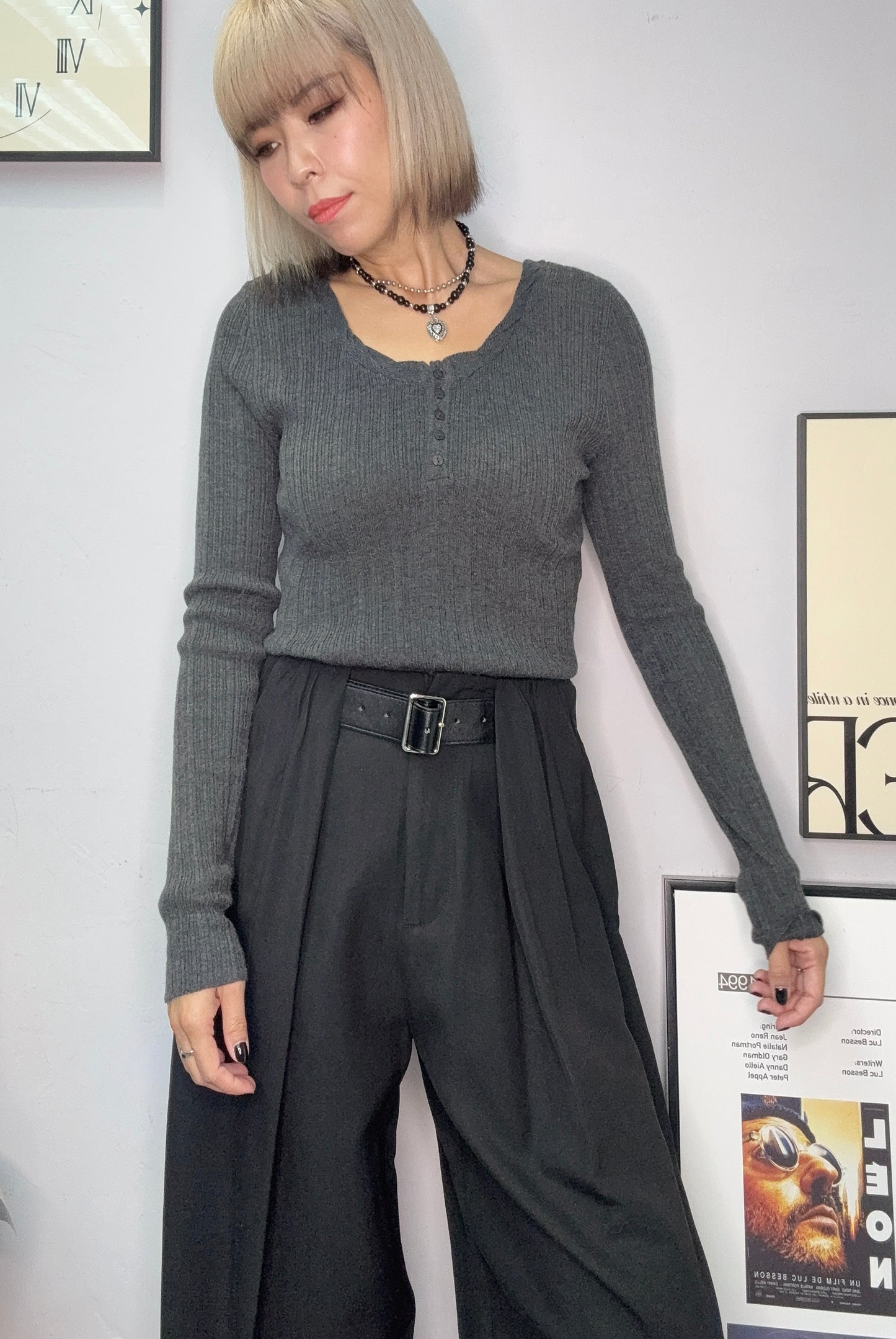 Twist collar knit top