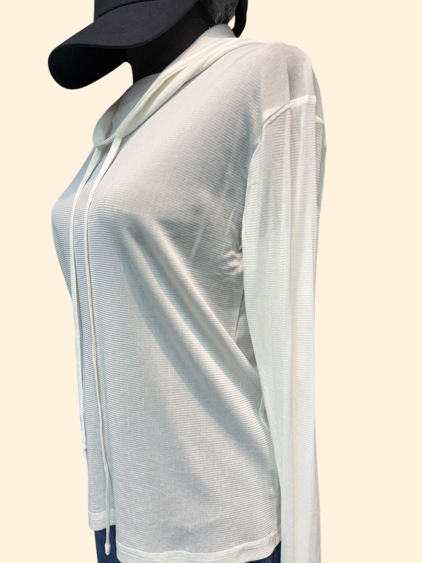 Crew collar see through top