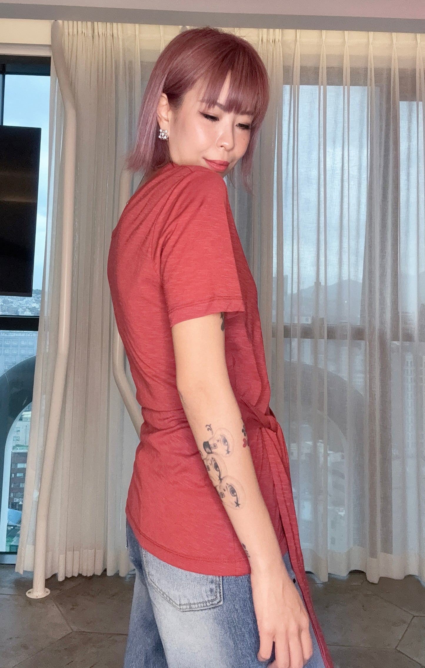 Tie waist tee #00815