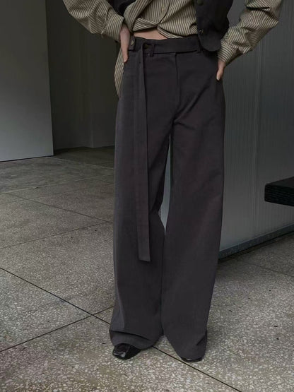 With belt pants (薄磨毛布)