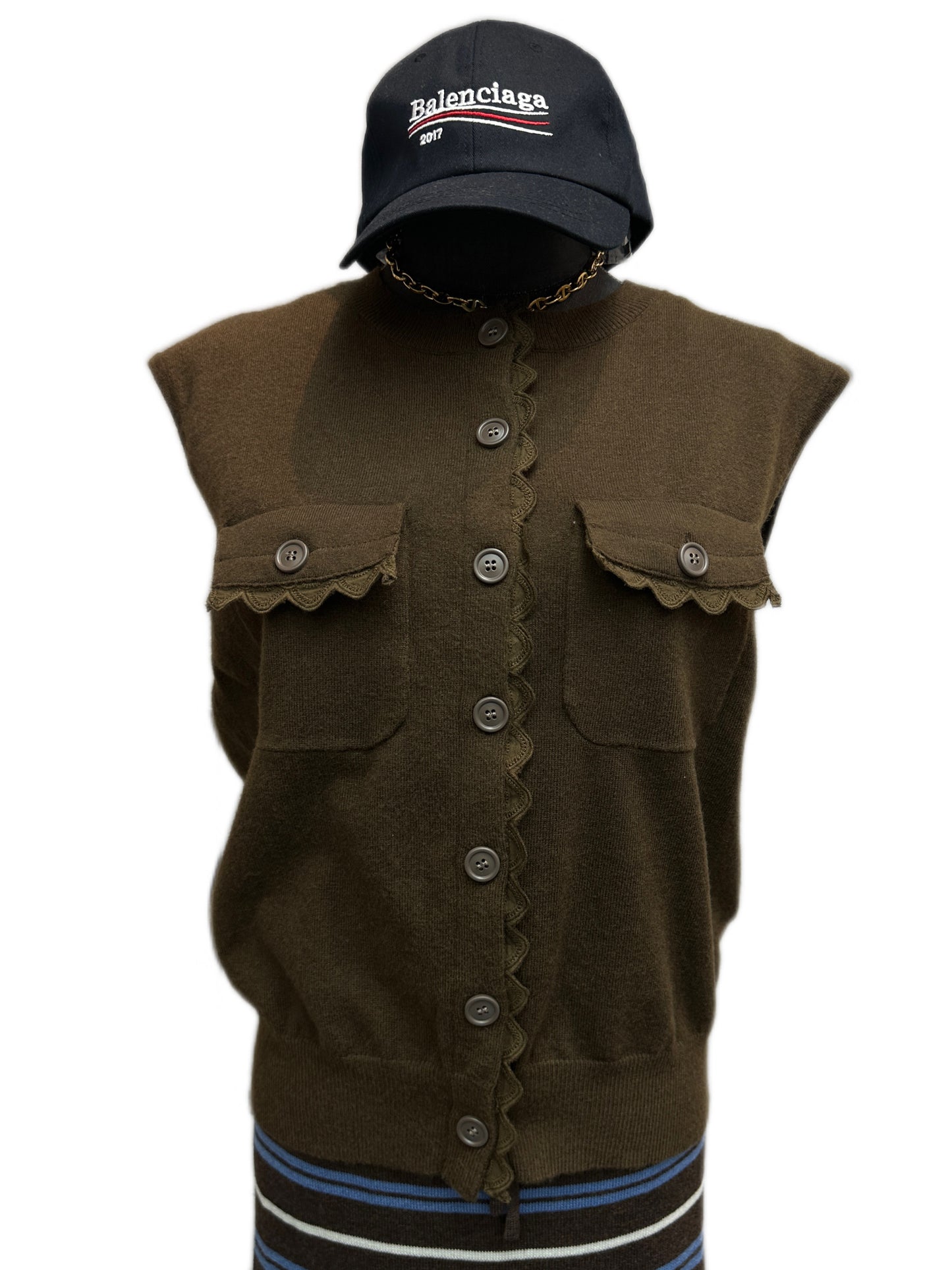 (-30%off)Embroidery lace knit vest