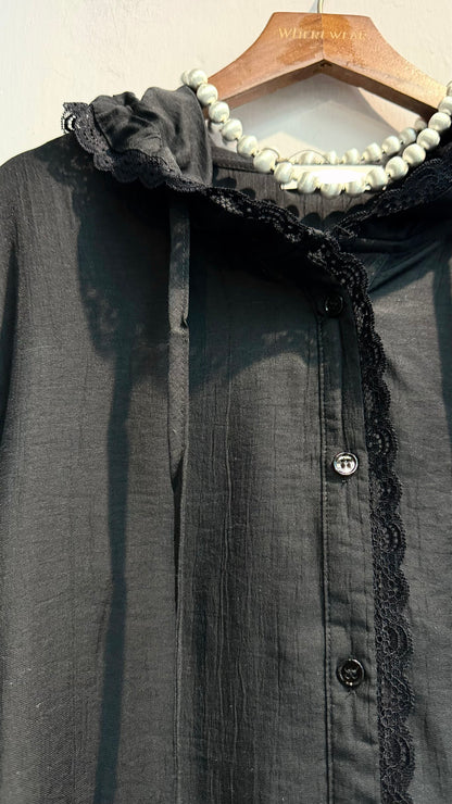 With hat lace trim short sleeves outer #00654