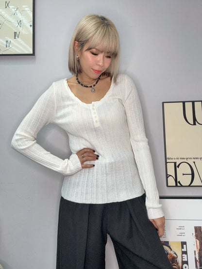 Twist collar knit top
